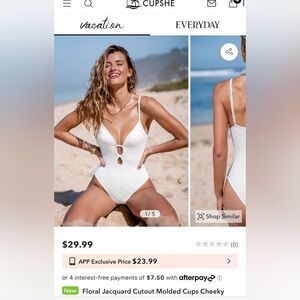 NWT White Cheeky One-Piece